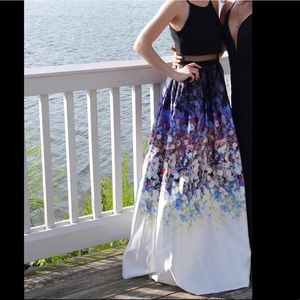Two-piece multicolor prom dress